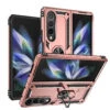 Galaxy Z Fold4 5G Heavy Duty 360 Rotating Metal Ring Stand Case - Rose Gold