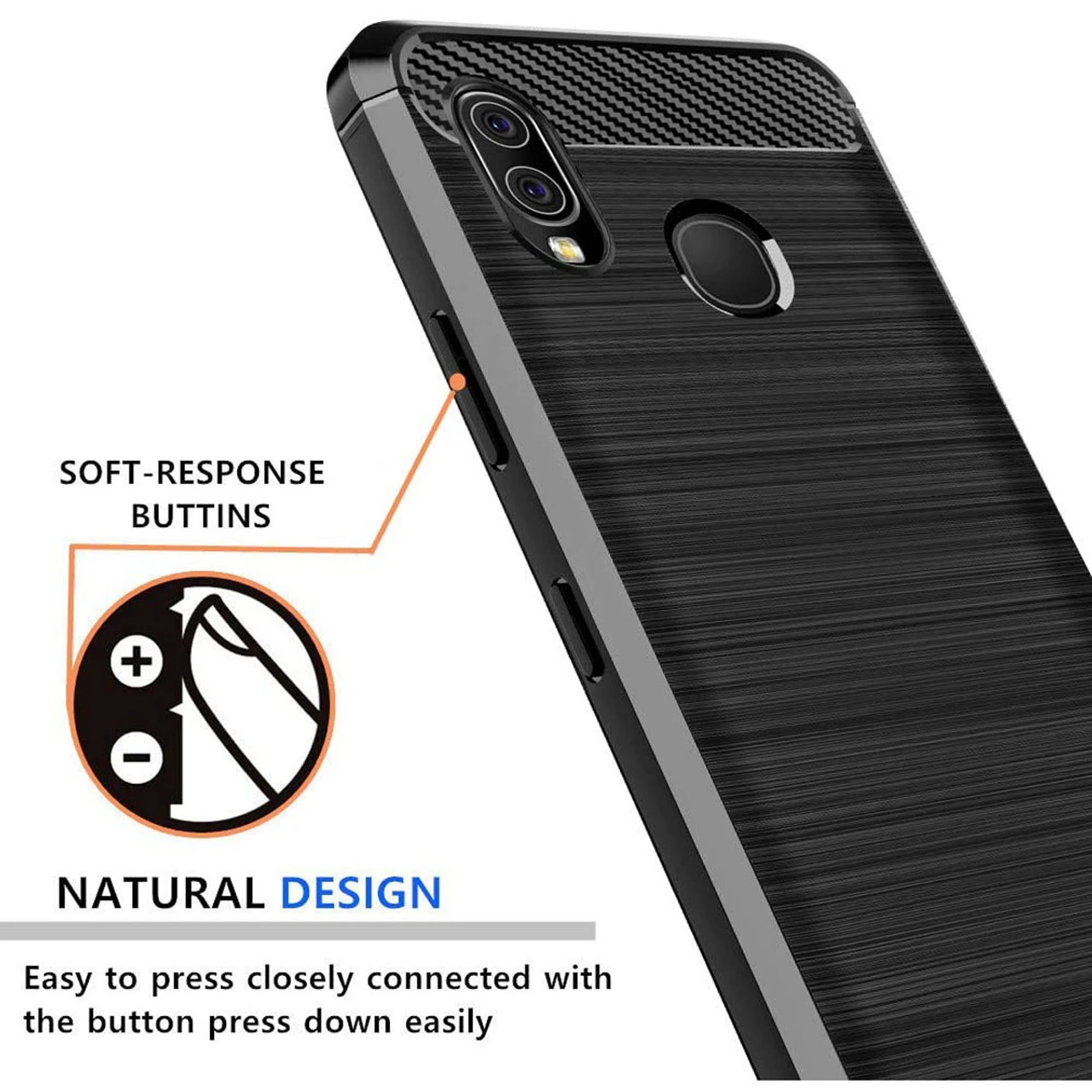 Black Samsung Galaxy A20 / A30 Slim Armor Carbon Fibre Case 4 Black Samsung Galaxy A20 / A30 Slim Armor Carbon Fibre Case - Image 4