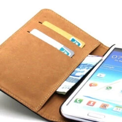 Black Genuine Leather Business Wallet Case For Samsung Galaxy Note 2