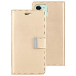 Shiny Gold Genuine Mercury Rich Diary Wallet Case For IPhone 11 Pro