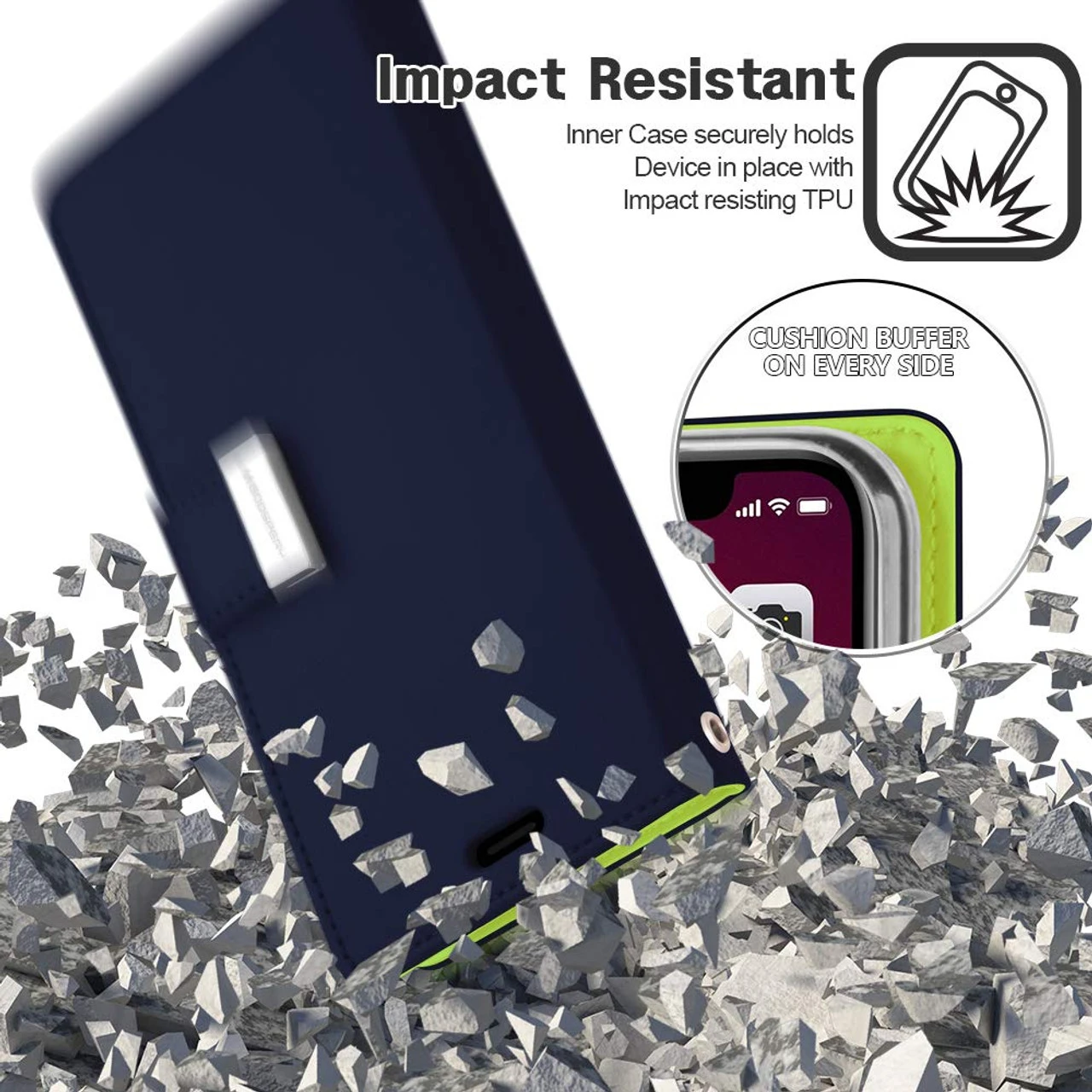 Premium Navy IPhone 11 Genuine Mercury Rich Diary Wallet Case 3 Premium Navy IPhone 11 Genuine Mercury Rich Diary Wallet Case - Image 3