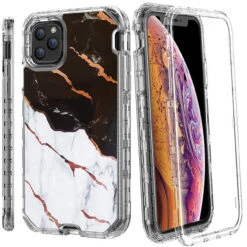IPhone 11 Marble 3 In 1 Heavy Duty Armor Case Black White And Gold