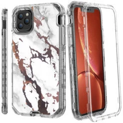 IPhone 11 Pro White / Gold Marble 3 In 1 Heavy Duty Shock Proof Case