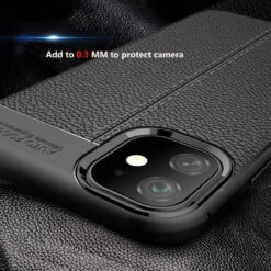 Black IPhone 11 Ultra Slim Shock Absorption Leather Texture Case -Cheap NewCase Store iphone 11 carbon fibre case leather back 3 76214.1571646716