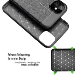 Black IPhone 11 Ultra Slim Shock Absorption Leather Texture Case -Cheap NewCase Store iphone 11 carbon fibre case leather back 5 03745.1571646716