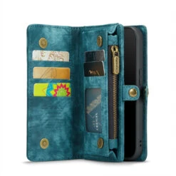 Blue IPhone 11 Multi-functional 2 In 1 Wallet / Purse Magnetic Case