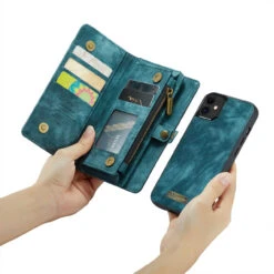 Blue IPhone 11 Multi-functional 2 In 1 Wallet / Purse Magnetic Case -Cheap NewCase Store iphone 11 caseme multifunctional wallet blue 4 38736.1689830170