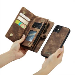 Vintage Brown 2 In 1 Wallet / Detachable Shock Proof Case For IPhone 11 -Cheap NewCase Store iphone 11 caseme multifunctional wallet brown 5 51443.1689830295