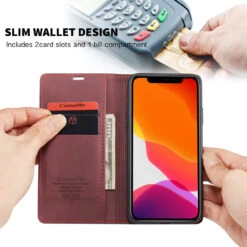 Classy Wine CaseMe Slim Soft Wallet Case Cover For IPhone 11 -Cheap NewCase Store iphone 11 caseme wallet wine 2 48427.1690891184