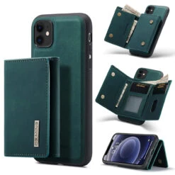 Green IPhone 11 DG.Ming M2 Series Magnetic 2-in-1 Wallet Case