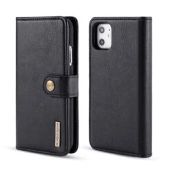 Black IPhone 11 DG.Ming Luxury Leather Wallet With Magnetic Case Cover