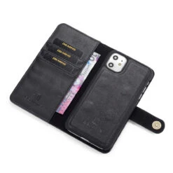 Black IPhone 11 DG.Ming Luxury Leather Wallet With Magnetic Case Cover -Cheap NewCase Store iphone 11 dg ming wallet magnetic case black 7 43999.1700735138