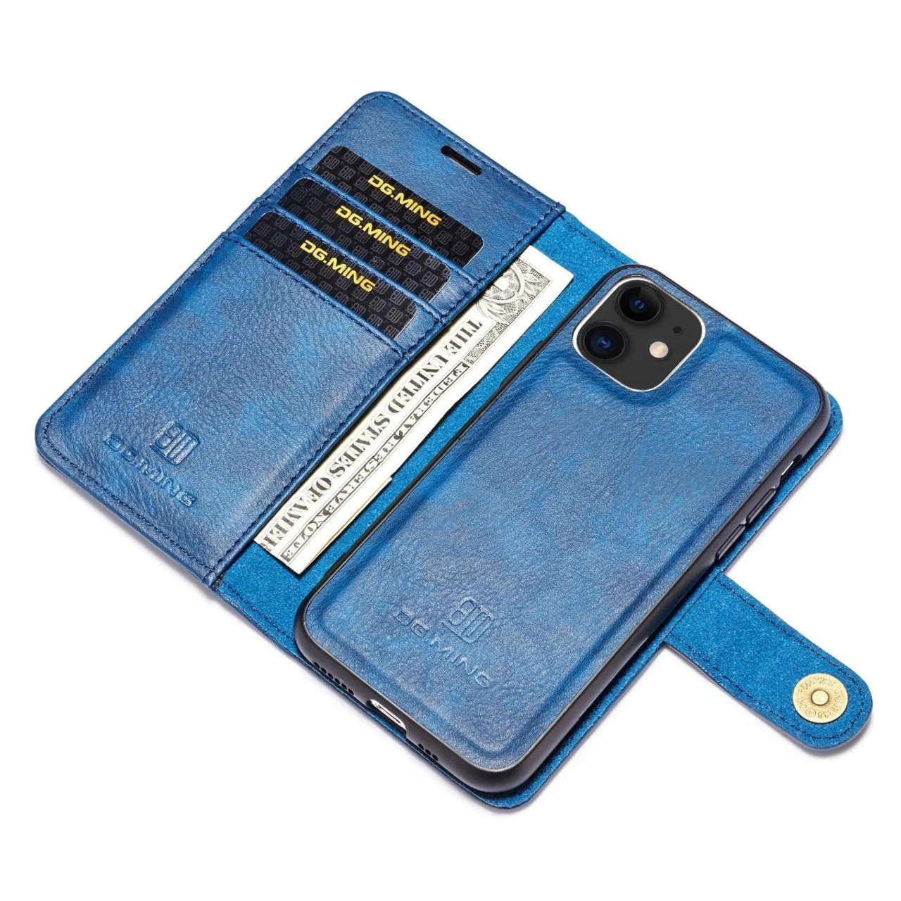 Blue IPhone 11 DG.Ming 2 In 1 Leather Wallet Removable Magnetic Case 7 Blue IPhone 11 DG.Ming 2 In 1 Leather Wallet Removable Magnetic Case - Image 7