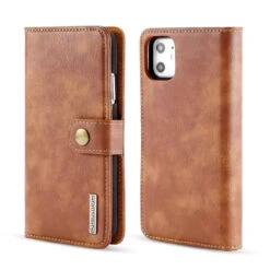 Brown IPhone 11 DG.Ming 2 In 1 Leather Wallet Removable Magnetic Case