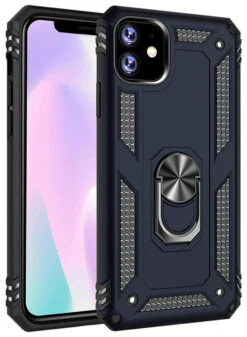 Navy Slim Armor 360 Rotating Metal Circle Case For IPhone 11 Pro