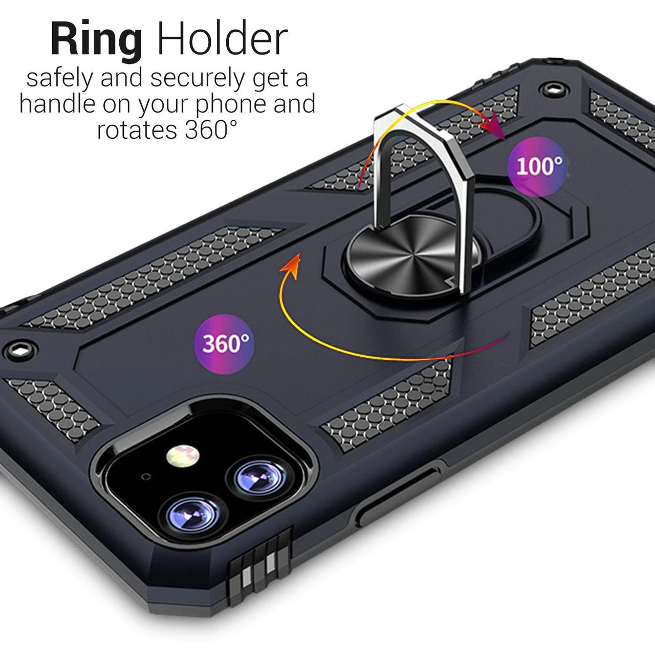Navy Slim Armor 360 Rotating Metal Circle Case For IPhone 11 Pro 3 Navy Slim Armor 360 Rotating Metal Circle Case For IPhone 11 Pro - Image 3