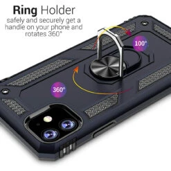 Navy Shock Proof 360 Rotating Metal Ring Stand Case For IPhone 11 -Cheap NewCase Store iphone 11 hybrid shock proof metal ring case navy 2 69124.1666695375