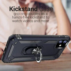 Navy Shock Proof 360 Rotating Metal Ring Stand Case For IPhone 11 -Cheap NewCase Store iphone 11 hybrid shock proof metal ring case navy 6 29245.1666695375