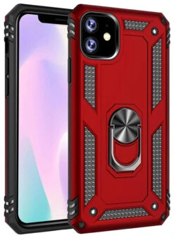 IPhone 11 Pro Slim Armor 360 Rotating Metal Circle Stand Case - Red