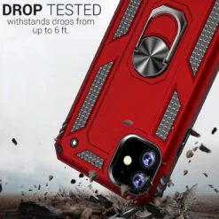 Red IPhone 11 Slim Armor 360 Rotating Metal Ring Stand Case Cover -Cheap NewCase Store iphone 11 hybrid shock proof metal ring case red 3 31087.1641354851