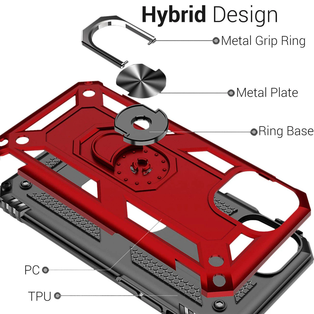 IPhone 11 Pro Slim Armor 360 Rotating Metal Circle Stand Case - Red 4 IPhone 11 Pro Slim Armor 360 Rotating Metal Circle Stand Case - Red - Image 4