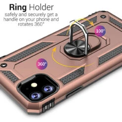 Rose Gold 360 Rotating Metal Circle Ring Stand Case For IPhone 11 Pro -Cheap NewCase Store iphone 11 hybrid shock proof metal ring case rose gold 2 71195.1636938820