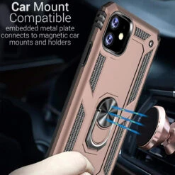 Rose Gold 360 Rotating Metal Circle Ring Stand Case For IPhone 11 Pro -Cheap NewCase Store iphone 11 hybrid shock proof metal ring case rose gold 4 34473.1636938820