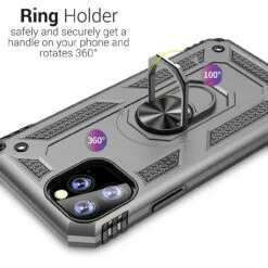 Silver IPhone 11 Pro Shock Proof 360 Rotating Metal Circle Stand Case -Cheap NewCase Store iphone 11 hybrid shock proof metal ring case silver 2 42869.1681438989