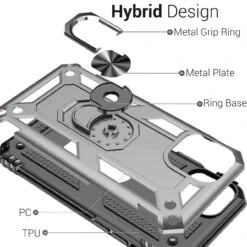 Silver IPhone 11 Pro Shock Proof 360 Rotating Metal Circle Stand Case -Cheap NewCase Store iphone 11 hybrid shock proof metal ring case silver 5 15705.1681438989