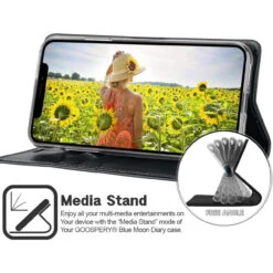 Black IPhone 11 Genuine Mercury Blue Moon Wallet Case Cover -Cheap NewCase Store iphone 11 mercury blue moon wallet black 5 19170.1700185022