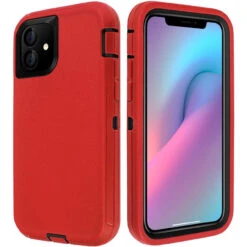Red Heavy Duty Defender Military Grade Case For IPhone 11