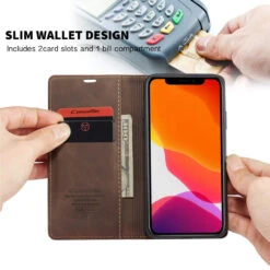 Elegant Coffee IPhone 11 Pro CaseMe Soft Slim Textured Wallet Case -Cheap NewCase Store iphone 11 pro caseme wallet coffee 6 37125.1622934914