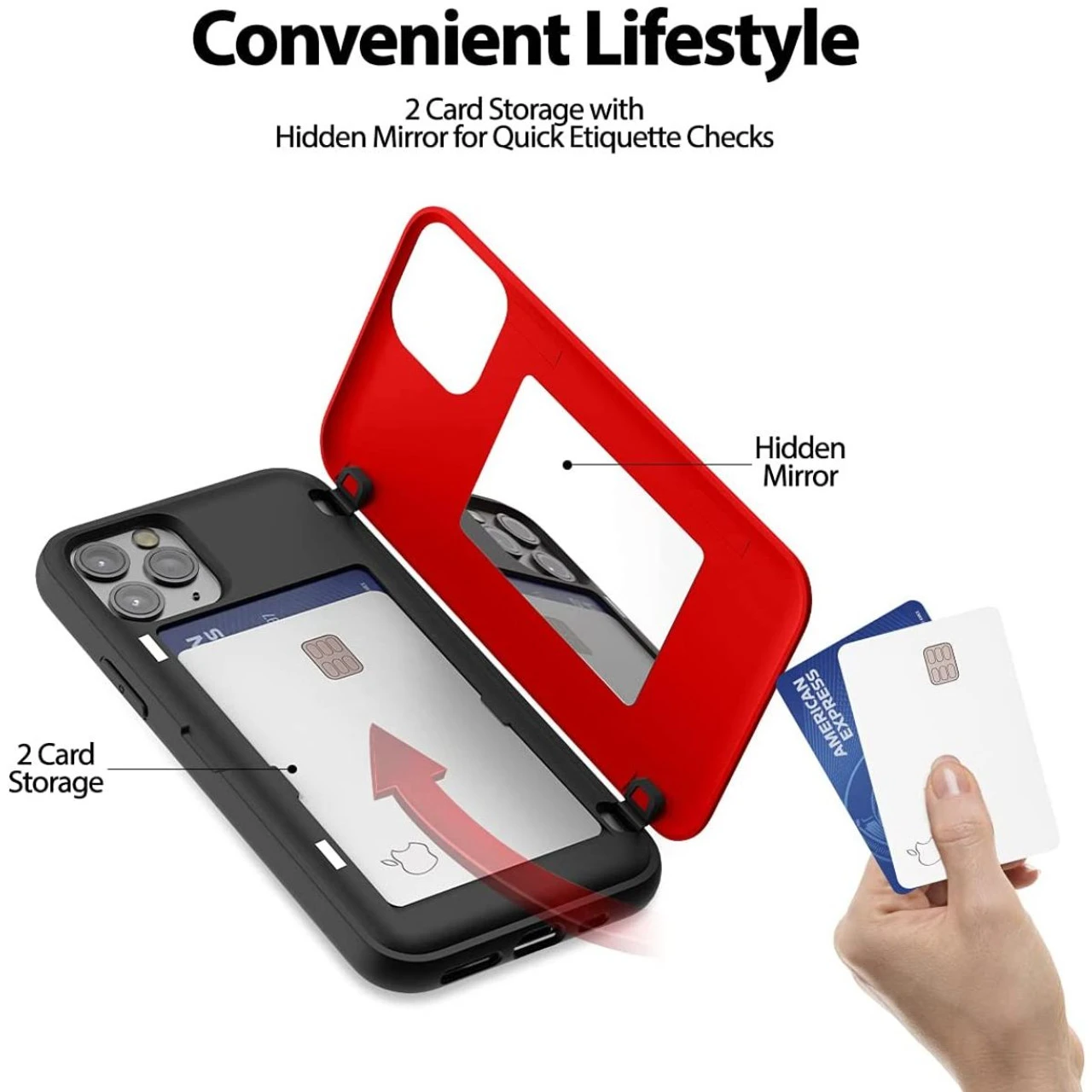 Red Mercury Magnetic Door 2 Card Shock Proof Case For IPhone 11 Pro 4 Red Mercury Magnetic Door 2 Card Shock Proof Case For IPhone 11 Pro - Image 4