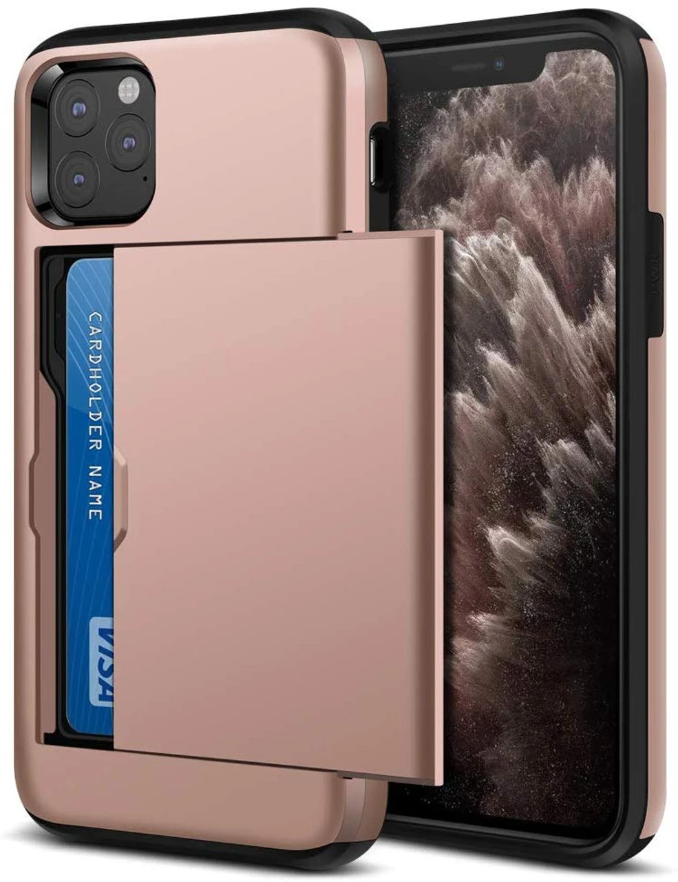 Rose Gold Apple IPhone 11 Pro Max Shock Proof Slide Card Armor Case 1 Rose Gold Apple IPhone 11 Pro Max Shock Proof Slide Card Armor Case