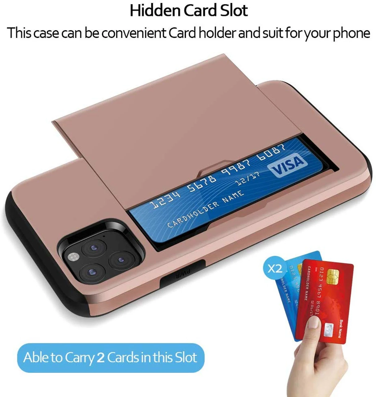 Rose Gold Apple IPhone 11 Pro Max Shock Proof Slide Card Armor Case 2 Rose Gold Apple IPhone 11 Pro Max Shock Proof Slide Card Armor Case - Image 2