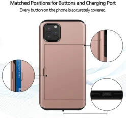 Rose Gold Shock Proof Slide Card Armor Case For Apple IPhone 11 Pro -Cheap NewCase Store iphone 11 pro max slide armor rose gold 4 98670.1691985488