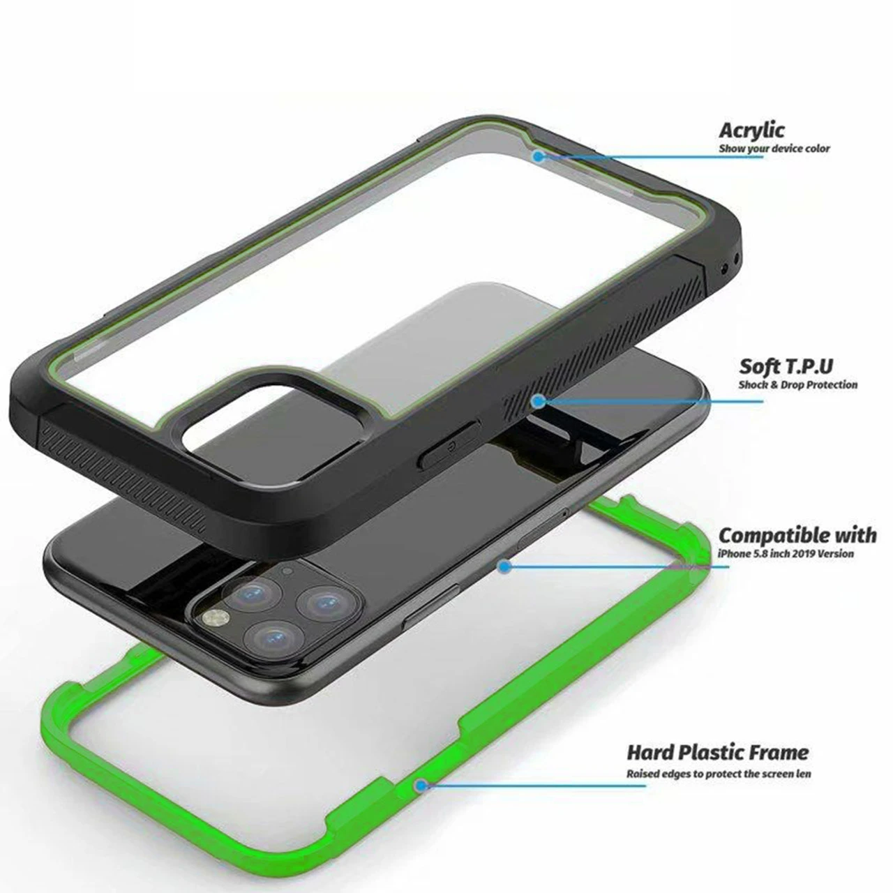 Green Military Armor Shock Proof Triple Layer Case For IPhone 11 3 Green Military Armor Shock Proof Triple Layer Case For IPhone 11 - Image 3