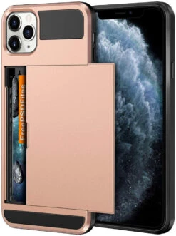 Rose Gold Shock Proof Slide Card Armor Case For Apple IPhone 11 Pro