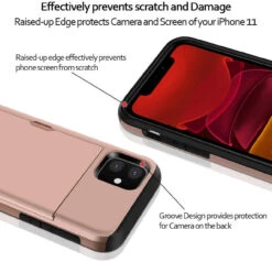 Rose Gold Apple IPhone 11 Shock Proof Slide Card Slim Armor Case -Cheap NewCase Store iphone 11 slide armor rose gold 6 82424.1691984602