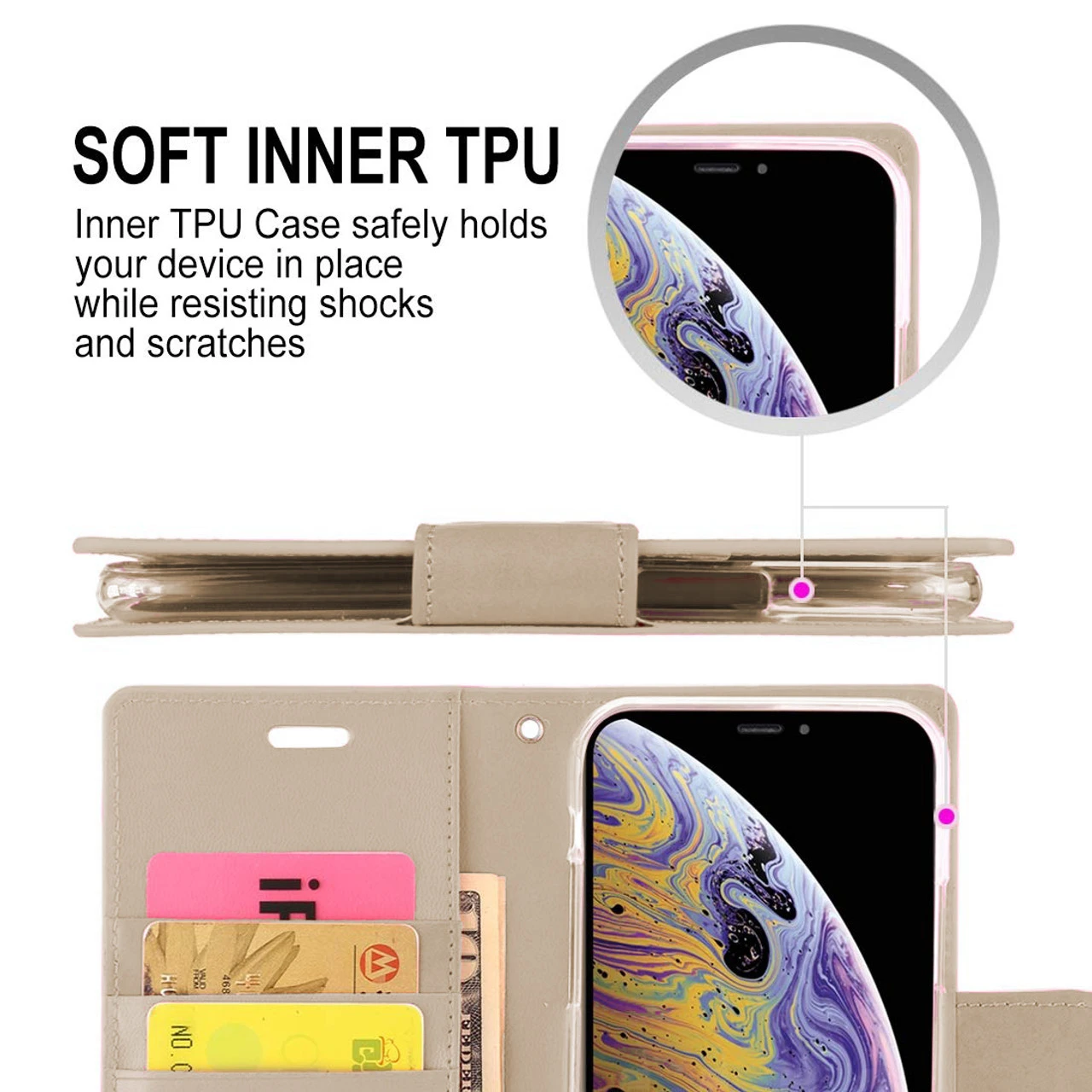 Shiny Gold Genuine Mercury Sonata Diary Wallet Case For IPhone 11 Pro 7 Shiny Gold Genuine Mercury Sonata Diary Wallet Case For IPhone 11 Pro - Image 7