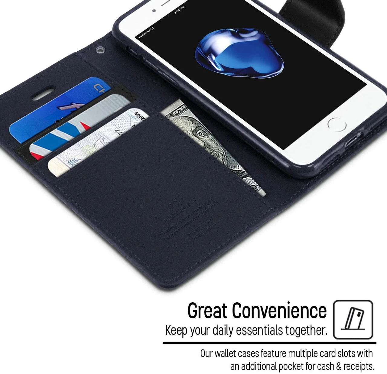 Premium Navy IPhone 11 Pro Genuine Mercury Sonata Wallet Diary Case 2 Premium Navy IPhone 11 Pro Genuine Mercury Sonata Wallet Diary Case - Image 2