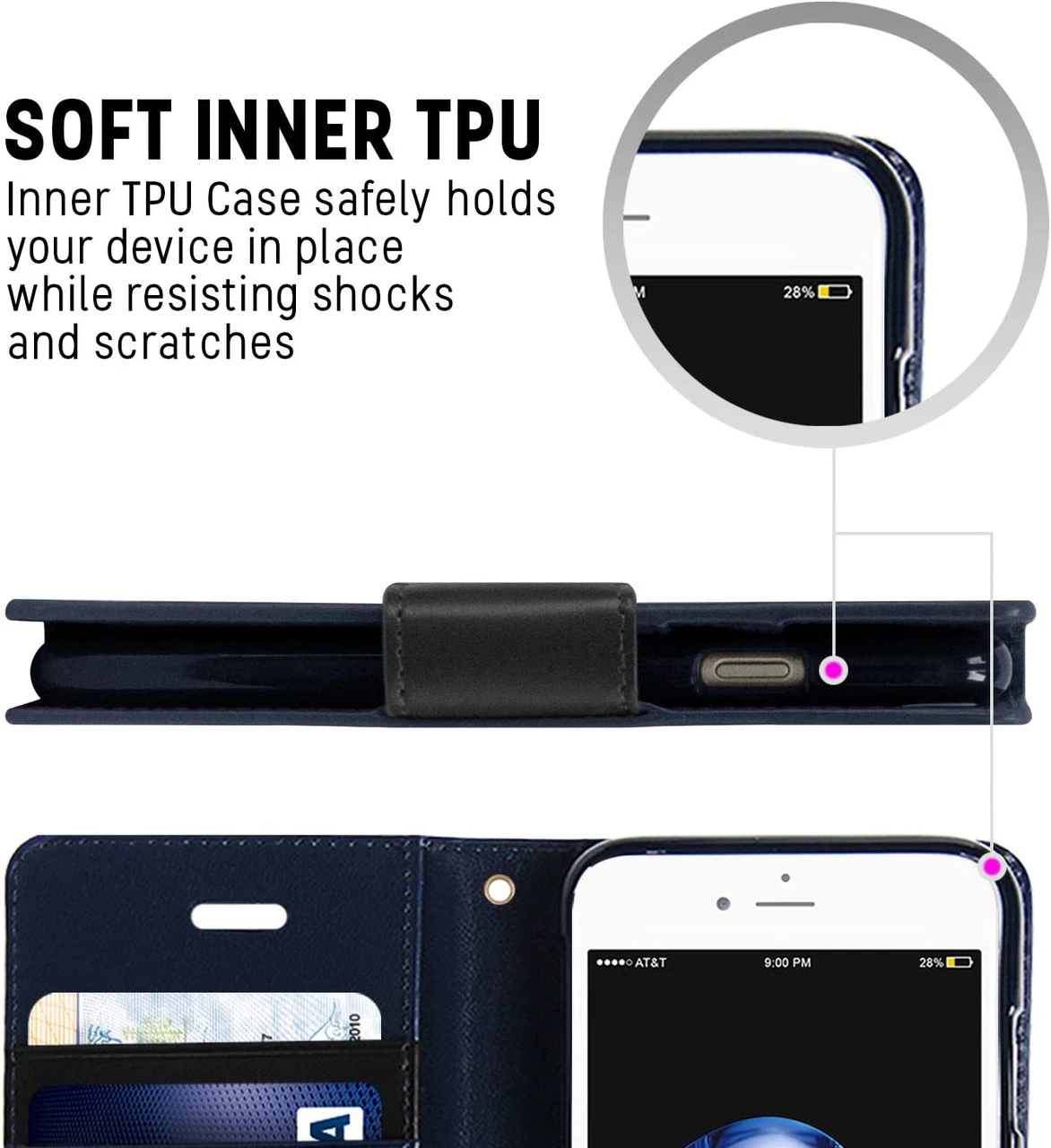 Premium Navy IPhone 11 Pro Genuine Mercury Sonata Wallet Diary Case 5 Premium Navy IPhone 11 Pro Genuine Mercury Sonata Wallet Diary Case - Image 5