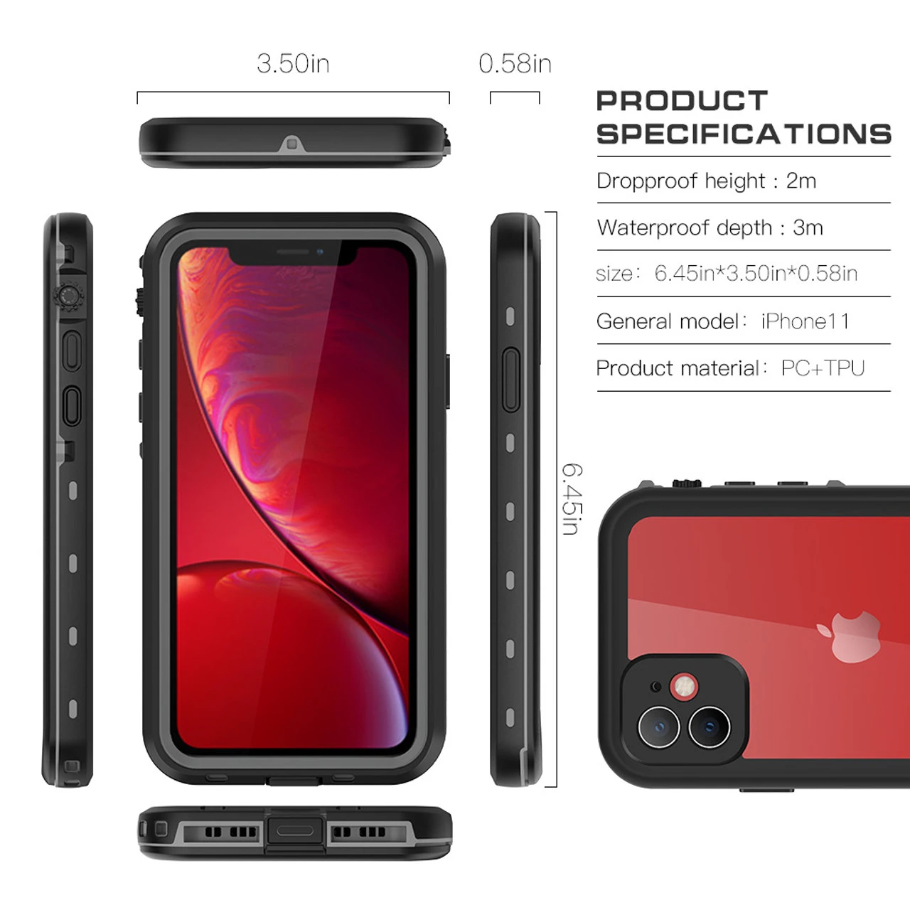 Black IPhone 12 Pro Waterproof Dirtproof Shock Proof Case 2 Black IPhone 12 Pro Waterproof Dirtproof Shock Proof Case - Image 2