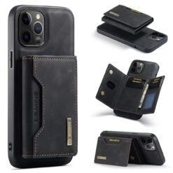 Black IPhone 12 / 12 Pro DG.Ming M2 Series Luxury Wallet Leather Case
