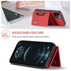 Red IPhone 12 / 12 Pro DG.Ming M2 Magnetic 2-in-1 Shockproof Wallet Case -Cheap NewCase Store iphone 12 12 pro dg ming m2 series red 3 64263.1700649922