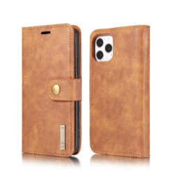 Brown DG.Ming Wallet Removable Magnetic Case With Card Slots For IPhone 12 / 12 Pro