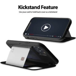 Black Mercury Slim Magnetic Door Credit Card Case For IPhone 12 / 12 Pro -Cheap NewCase Store iphone 12 12 pro goospery magnetic door case black 3 32891.1675299720