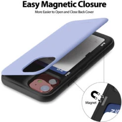 Lilac Mercury Slim Magnetic Door Credit Card Case For IPhone 12 / 12 Pro -Cheap NewCase Store iphone 12 12 pro goospery magnetic door case lilac 3 52371.1667280893