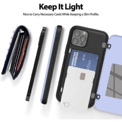 Lilac Mercury Slim Magnetic Door Credit Card Case For IPhone 12 / 12 Pro -Cheap NewCase Store iphone 12 12 pro goospery magnetic door case lilac 4 71531.1667280893