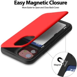 Red Mercury Slim Magnetic Door Credit Card Case For IPhone 12 / 12 Pro -Cheap NewCase Store iphone 12 12 pro goospery magnetic door case red 4 08854.1675299715